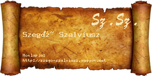 Szegő Szalviusz névjegykártya